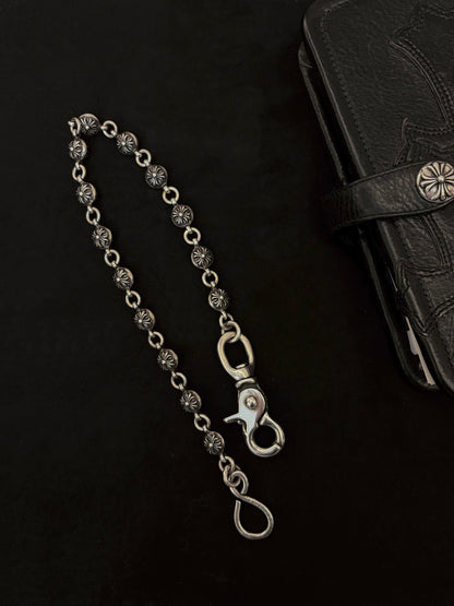 Chrome Hearts Silver Cross Ball Wallet Chain