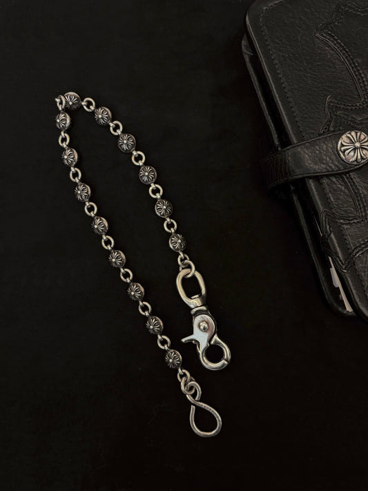 Chrome Hearts Silver Cross Ball Wallet Chain