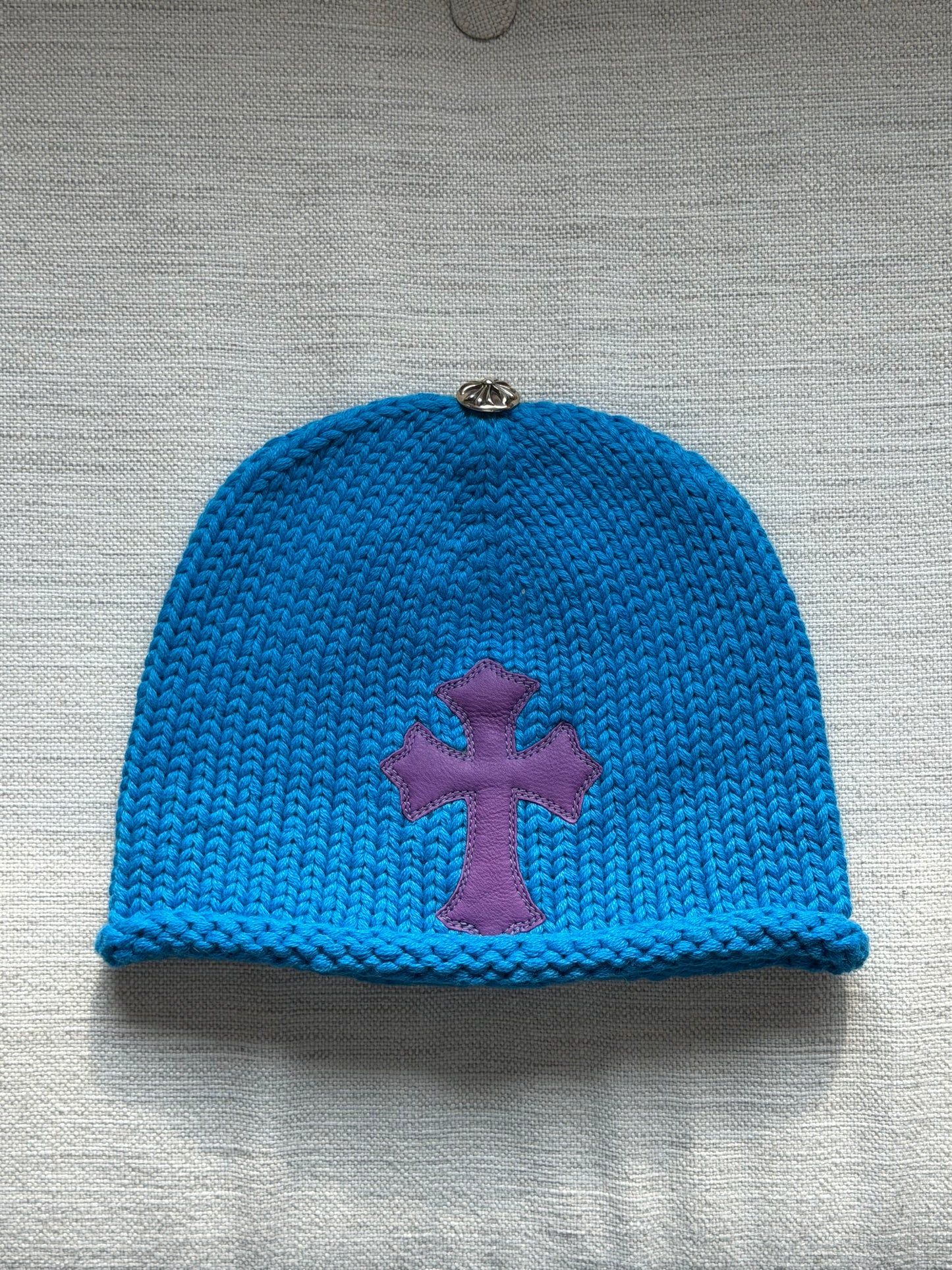 Chrome Hearts Rare Purple Cross Patch Blue Beanie