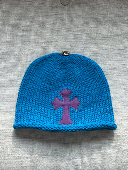Chrome Hearts Rare Purple Cross Patch Blue Beanie