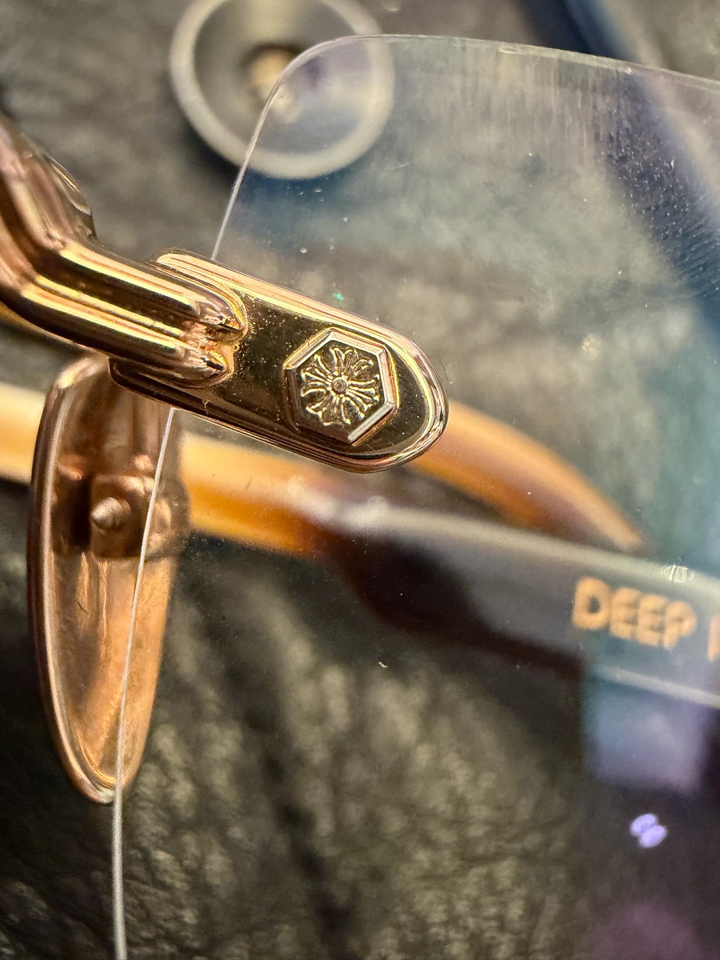 CHROME HEARTS DEEP I Gold Plated White Ebony Varnish glasses