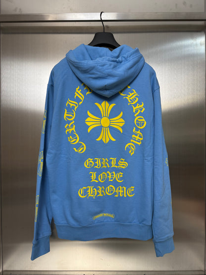 Chrome Hearts Drake collaboration “ Girls Love Chrome” babyblue hoodie