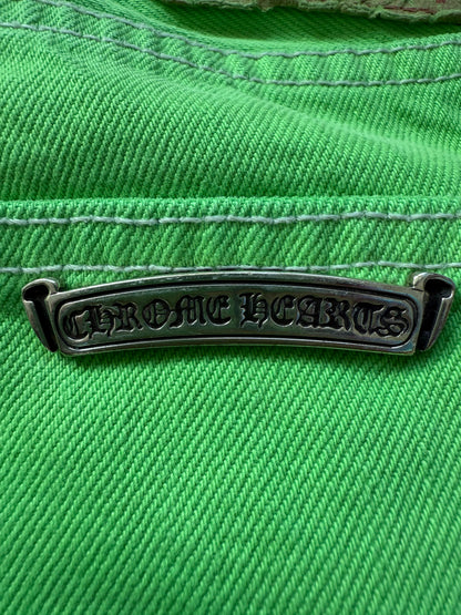 Chrome Hearts 2025 Levi’s 501 Neon Green & Black flooded Cross Patches Jeans