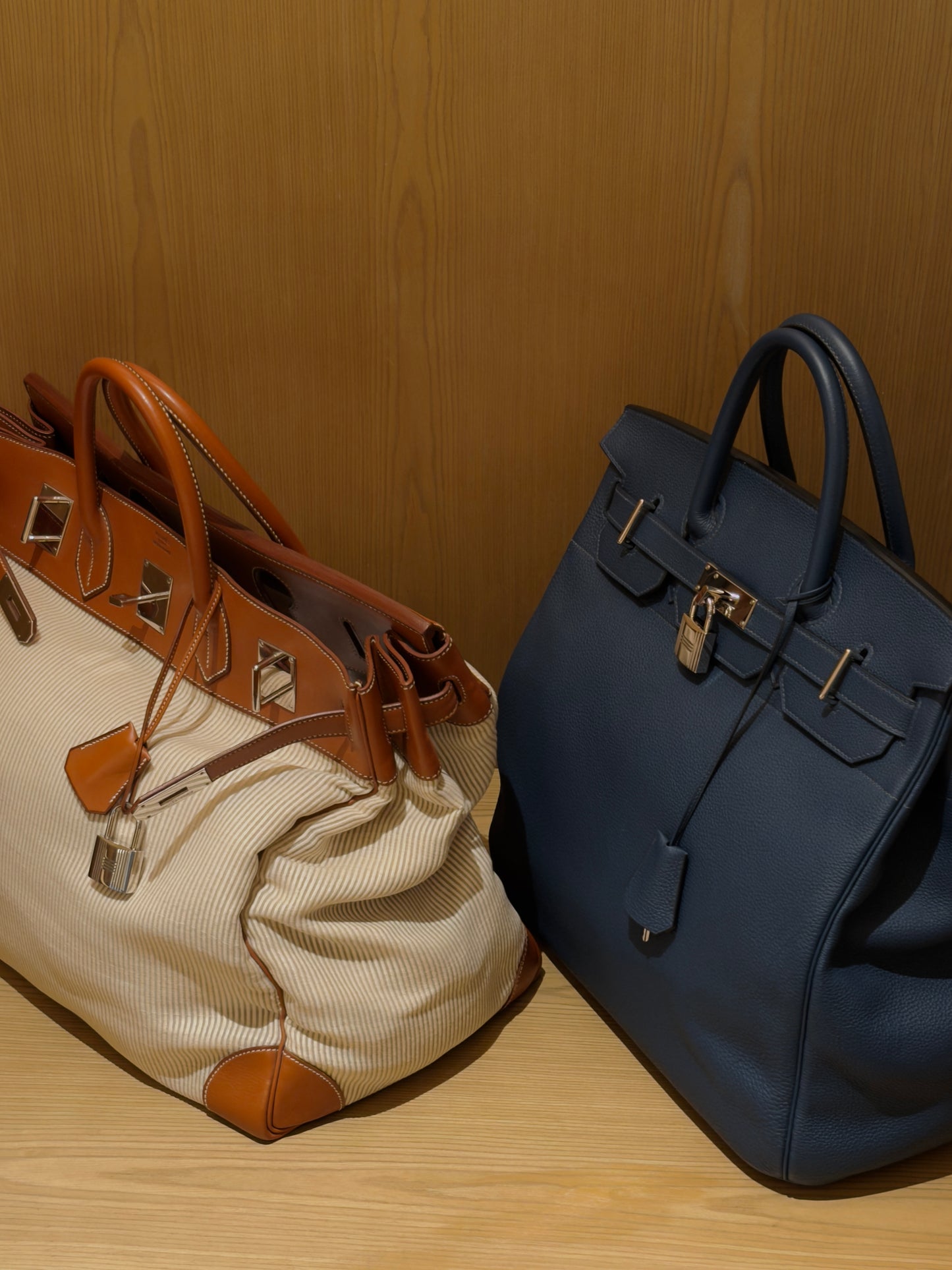 Hermes HAC 40 Deep Blue Togo Leather Palladium Hardware Bag