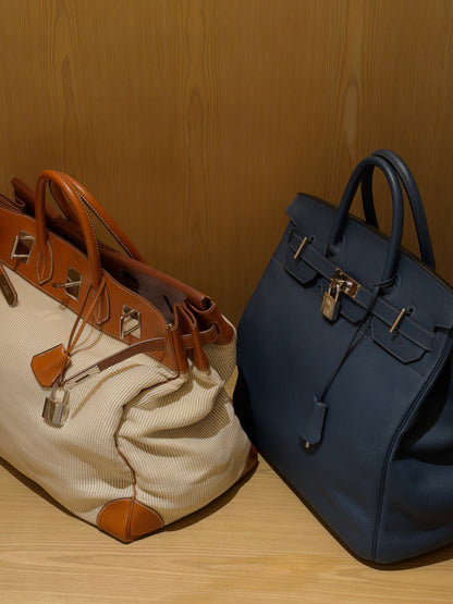 Hermes HAC 40 Deep Blue Togo Leather Palladium Hardware Bag