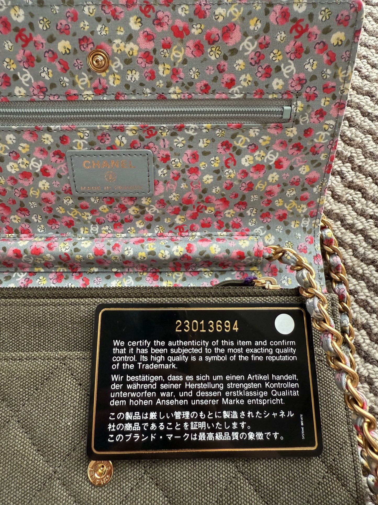 Chanel Embellished WOC Quilted Canvas Wallet on Chain bag