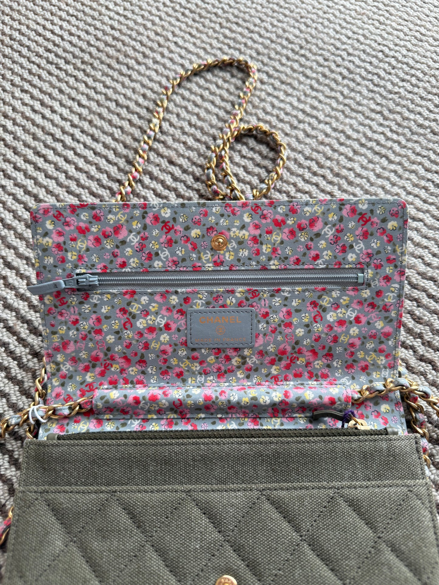 Chanel Embellished WOC Quilted Canvas Wallet on Chain bag