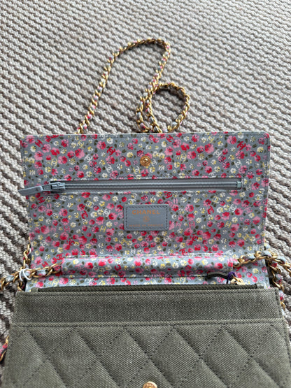 Chanel Embellished WOC Quilted Canvas Wallet on Chain bag