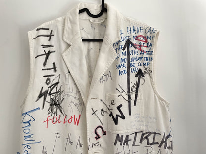 Raf Simons Fw15 graffiti handscript vest Lab coat
