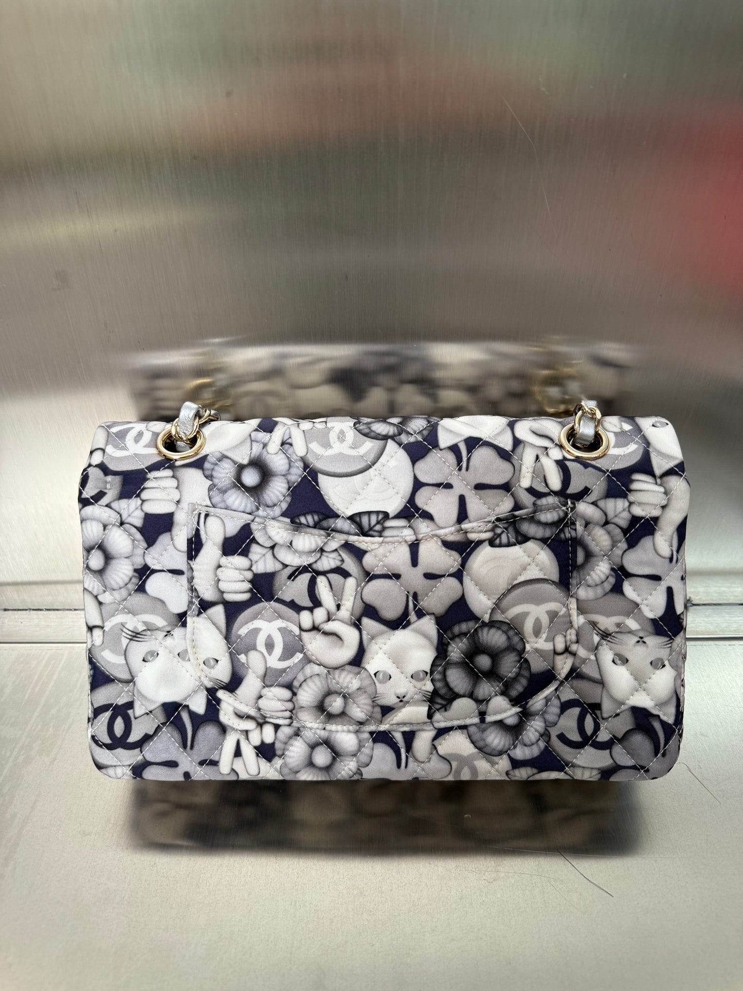 Chanel quilted Nylon Classic Flap Medium Cat Emoticon bag