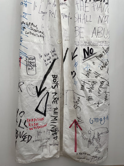 Raf Simons Fw15 graffiti handscript vest Lab coat
