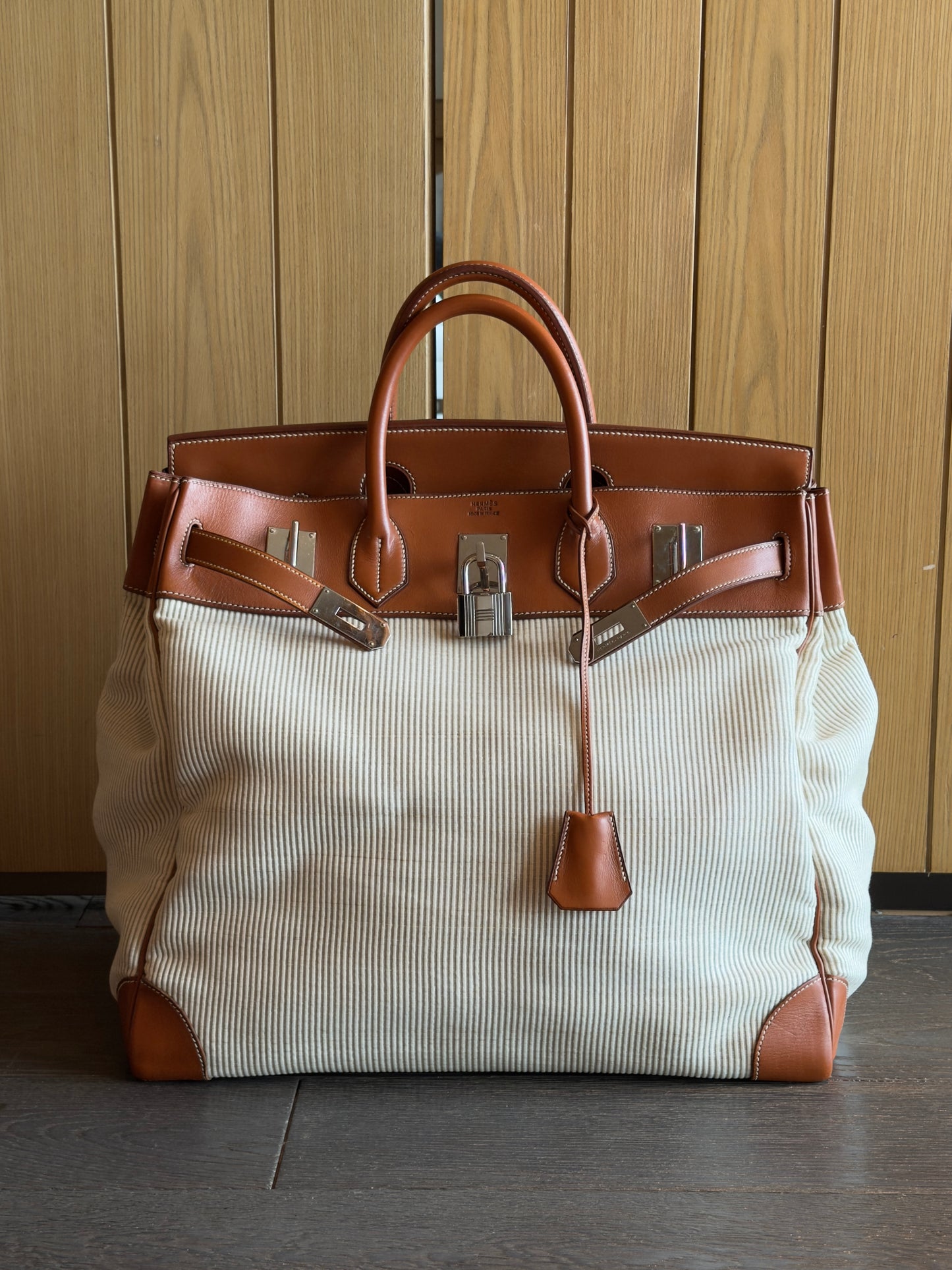 Hermes RARE HAC 45 Crinoline Barenia Leather Travel Bag