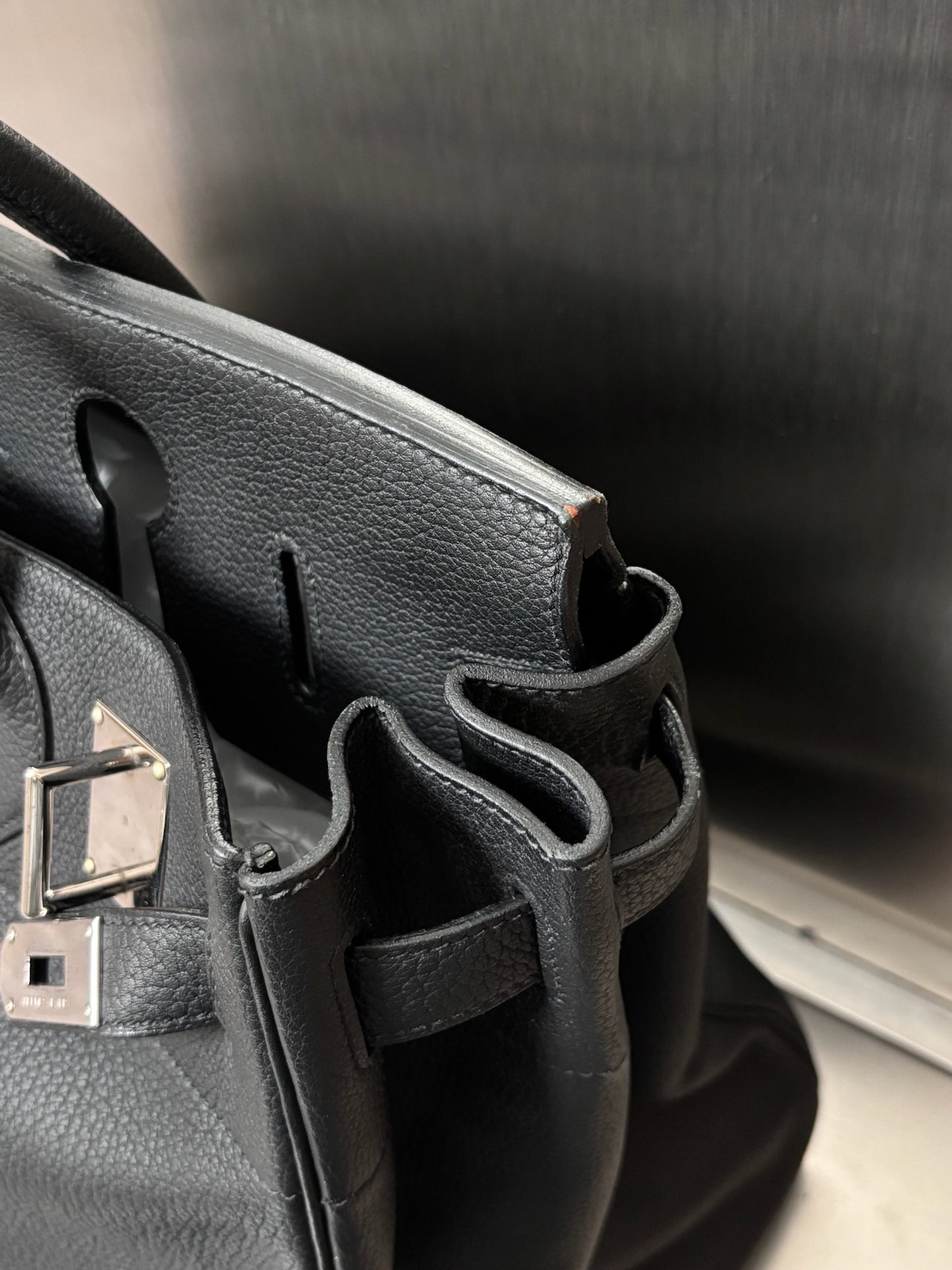 Hermes HAC 40 Noir Togo Leather Palladium SHW