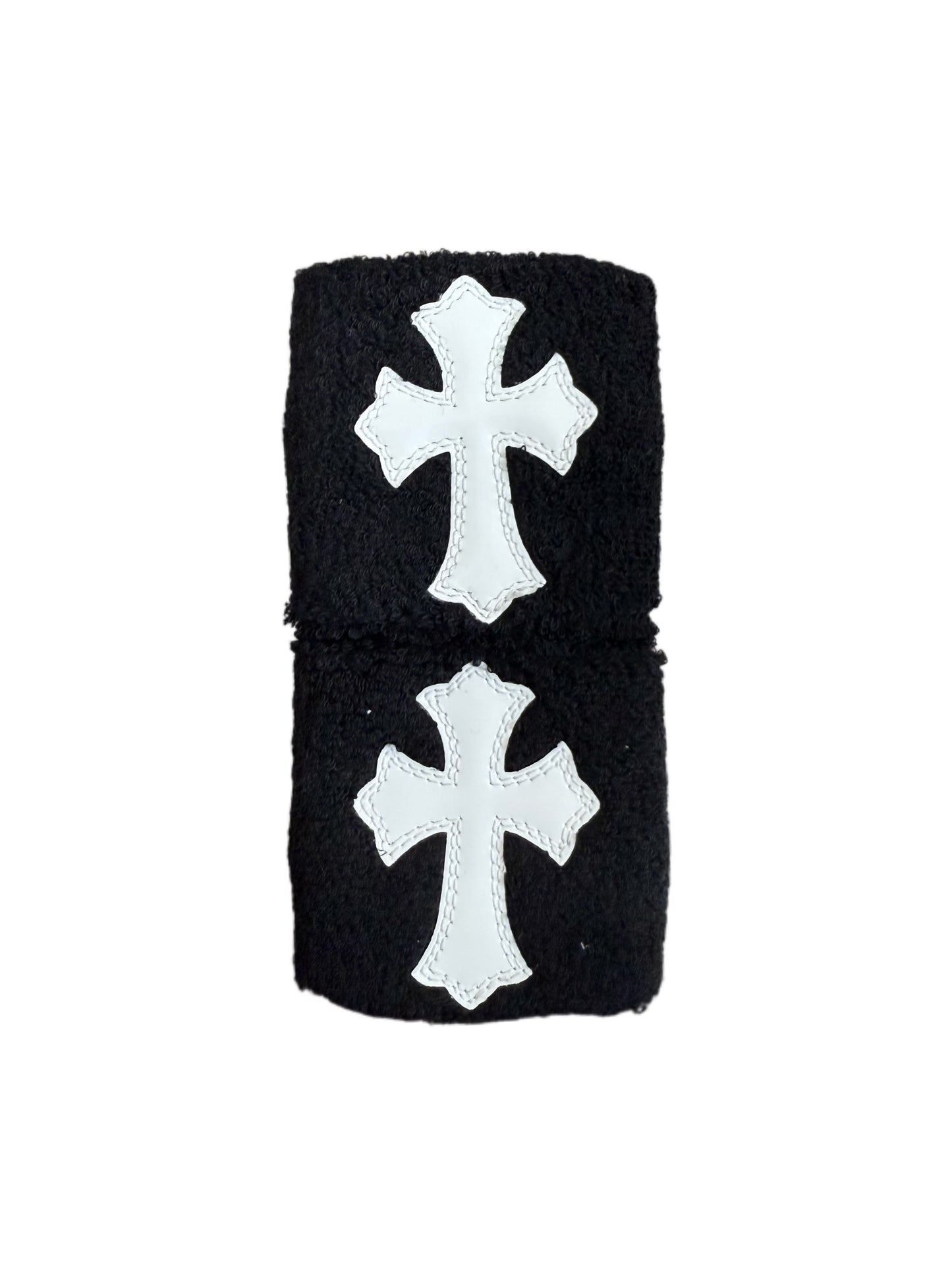 Chrome Hearts White Patent Leather Cross Patch Wrist SweatBands