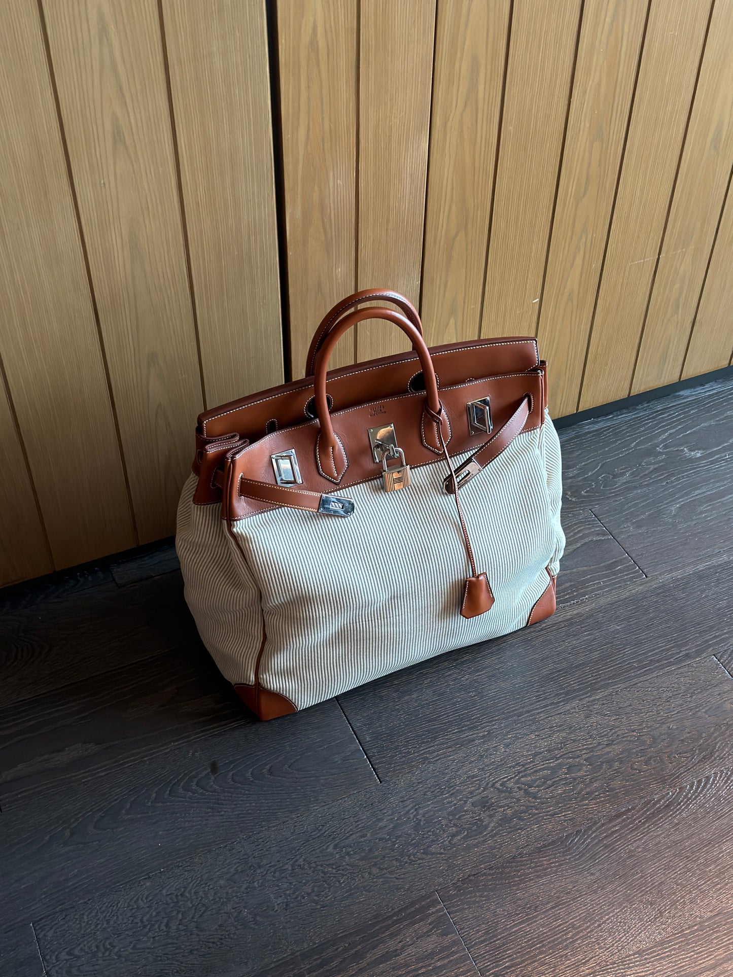 Hermes RARE HAC 45 Crinoline Barenia Leather Travel Bag